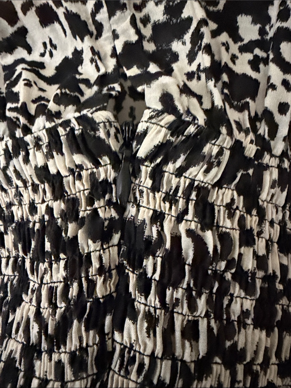 Rebecca Taylor Smocked Black and White Printed Women’s Small Top Cotton Silk - Picture 5 of 5